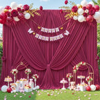 4 Panels Burgundy Backdrop Curtain for Parties Wedding Wrinkle Free Maroon Photo Curtains Backdrop Drapes Fabric Decoration for Birthday Engagement Ceremony 20ft(W) x 10ft(H) - Image 4