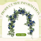 Riceshoot 4 Pcs 26 ft Artificial Eucalyptus Vines Garland with Flowers Faux Floral Greenery Garlands Rose Wreath for Wedding Party Arch Table Decor Backdrop Decorations (Dusty Blue) - Image 2