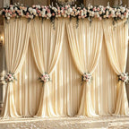 40x10ft Champagne Backdrop Curtain Panels for Parties - Wrinkle Free Polyester Photo Curtain Backdrop Wedding Back Drop Fabric Drapes for Party Decorations Background for Photography by WishCare