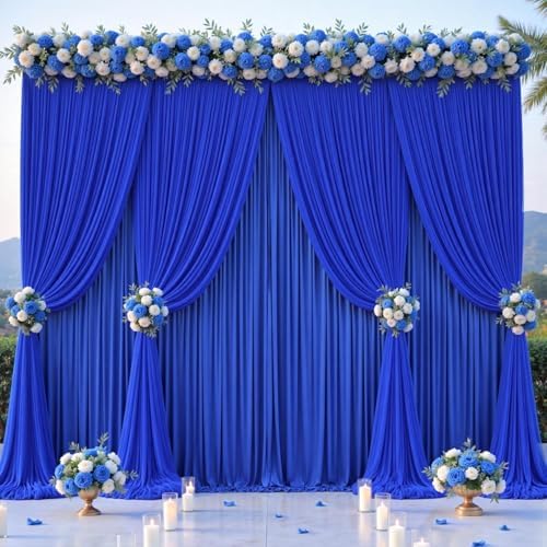 Royal Blue Tulle Backdrop Curtain for Parties Wedding,30ft x 10ft Wrinkle Free Curtain Backdrop,2 Layer Drapes for Backdrop,Polyester Back Drop for Bridal Shower Birthday Baby Shower Photography by Shillance