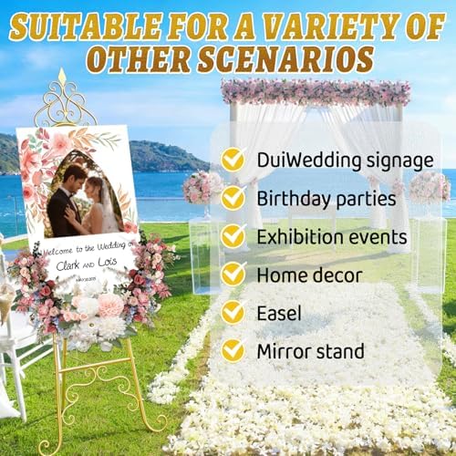 Miory Gold Easel Stand for Wedding Sign - 59" H x 22" L x 20" W - Image 2