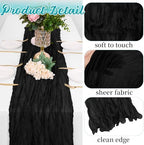 16 Pack Black Cheesecloth Table Runners 20x120 Inch Gauze Table Runner Cheese Cloth 10FT Black Table Runner Rustic Sheer Runner for Wedding Baby Shower Birthday Party Table Decor - Image 3