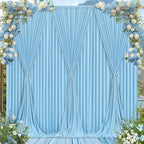 Blue Backdrop Curtains 6 Panels - Wrinkle-Free Light Blue Curtains Polyester Photography Drapes Photo Background for Baby Shower Birthday Party Decorations- 24 X10FT (Blue) - Image 5