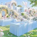 8 Pack Baby Blue Table Cloth for 6 Foot Rectangle Tables Spandex Fitted Tablecloth 6ft Stretch Table Covers Skirt Baby Blue Banquet Tablecloths Wrinkle Free Tablecloth for Party Wedding Birthday Event - Image 2