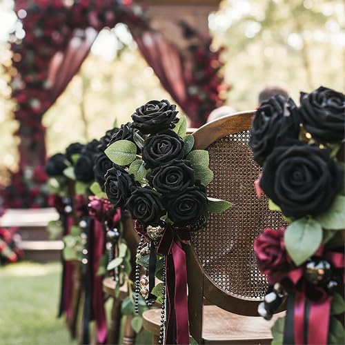 Auihiay 104PCS Black Roses, Faux Roses, Artificial Flowers Roses - Image 7