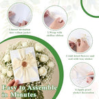 Wedding Invitation Wrap Kit, Pre-Folded Vellum Jackets for 5x7 Invitations with Wax Seal Stickers, Chiffon Ribbon, Dried Flowers & Pearl Stickers, DIY Invitation Accessories (Set of 100) - Image 4