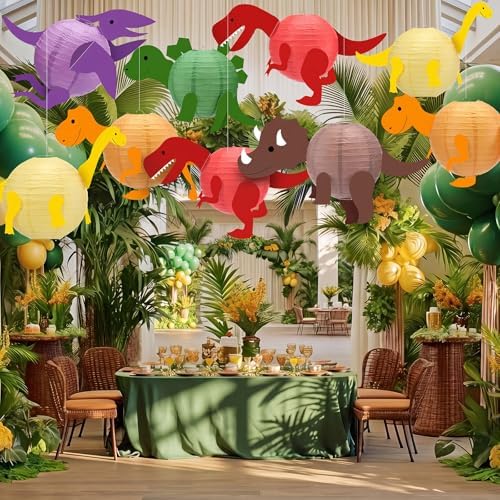 Baquler 12 Pcs Dinosaur Paper Lanterns, 8 Inch Dinosaur Party Decorations, - Image 3