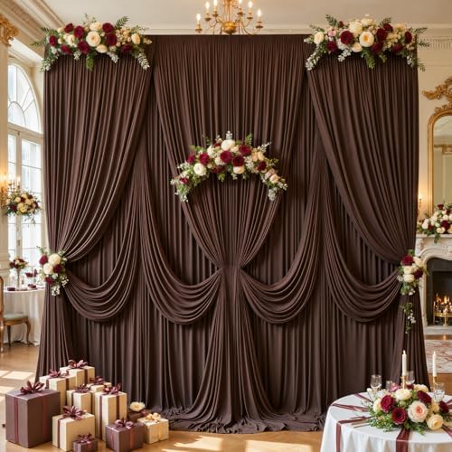 40ft x 10ft Brown Backdrop Curtains, Brown Drapes for Backdrop Fabric - Image 4