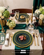 Hioasis 350 Pcs Green Gold Plastic Plates Wedding & Party - Image 2
