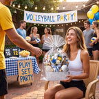 Funnymoom 12 Pcs Empty Volleyball Gift Baskets with Cellophane Bags & Bows - Image 6
