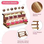 Tuanse 2 Pack Wooden Cake Pop Stand 3 Tier Cake Pop & Lollipop Display Holder with 100 Treat Bags Lollipop Sticks and Gold Twist Ties for Dessert Table Wedding Baby Shower Birthday Party(Acacia Wood) - Image 4