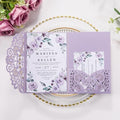 50pcs Purple Wedding Invitaion Blank Personalized Quinceanera Invitations by Maffily