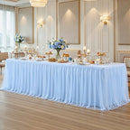 4 Pack Baby Blue Tablecloth for 8 Foot Rectangle Tables Tulle Table Skirt - Image 4