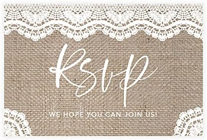 Andaz Press 56-Pack Personalized RSVP Postcards for Wedding Burlap Lace Cardstock Response Reply Cards for Bridal Shower Baby Shower Birthday Event Custom Date and Return Address 4 x 6-Inch by AndazPress