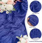 24 Pack Roal Blue Cheesecloth Table Runner 17"x108" Boho Gauze Fabric Table Runner Vintage Rustic Sheer Runners for Wedding Party Bridal Baby Shower Table Decorations - Image 5