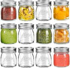 Mason Jars, 8 OZ, 12 Pack with Lids and Bands, Glass Canning Jars for Canning, Pickling, Preserving, Jam, Honey, Wedding Favors, Shower Favors (12 Pack) (Regular Mouth) by Unknown