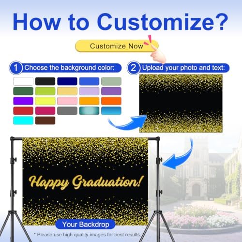 Custom Backdrop, Personalized Back Drop with Picture, Customized Background for Photography, Customizable Made Design Your Own Banner Gift for Birthday,Baby Shower,Christmas,Graduation 8 x 8 FT - Image 3