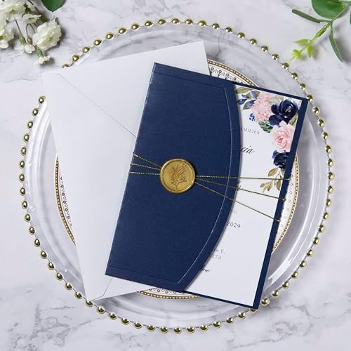 ponatia Navy Blue 5x7 Wedding Invitation Envelopes Sleeves - Image 2