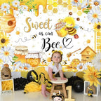 Mcosicka Sweet as Can Bee Honeycomb Bumble Bee Baby Shower Decorations Background Banner (10x8ft (120x96 inch)) - Image 3