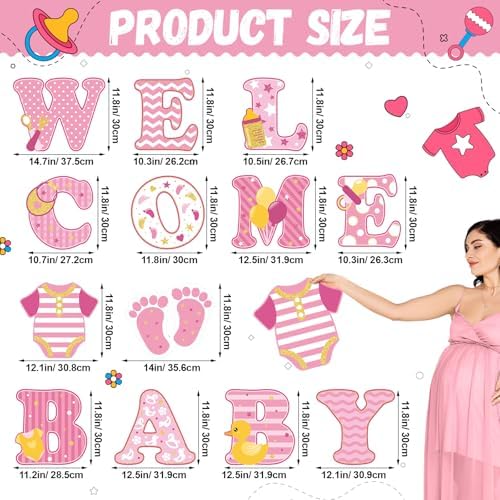13 Pcs welcome Baby Yard Signs with Stakes 15in Baby Shower Yard Sign, Pink - Image 2