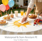 12 Pack Woodland Round Plastic Tablecloth, 84" Disposable Table Cover - Image 5