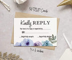 50 Blank RSVP Cards with White Envelopes Floral 4"x6" Response Cards-RSVP Reply Card for Wedding-Bridal Shower-Baby Shower-Rehearsal Dinner - Image 5
