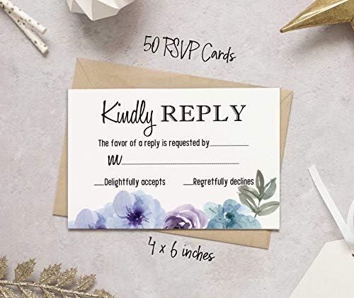 50 Blank RSVP Cards with White Envelopes Floral 4"x6" Response Cards-RSVP Reply Card for Wedding-Bridal Shower-Baby Shower-Rehearsal Dinner - Image 5
