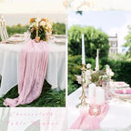 Light Pink 12 Pcs Cheesecloth Table Runner 10FT Runner for Tables Gauze Fabric 35 x 120 Inches Long Boho Table Runner Decoration Rustic Sheer Runner for Wedding Birthday Baby Shower Party (Light Pink) - Image 5