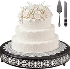 Wenqik Black Metal Cake Stand 20 Inch with Cutting & Spatula by Wenqik