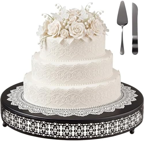 Wenqik Black Metal Cake Stand 20 Inch with Cutting & Spatula by Wenqik