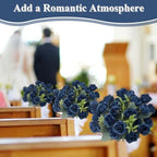 Zeyune 8 Pack 12 Inch Artificial Rose Bouquet, Navy Blue - Image 5
