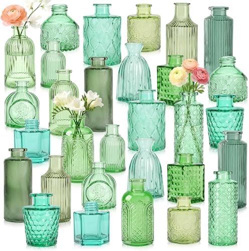 30 Pcs Green Bud Vases Set, Baby Shower Decorations, Wedding Table Decor by ysnn