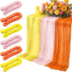 6 Pcs Orange Yellow Pink Cheesecloth Table Runner 118" by Windkream