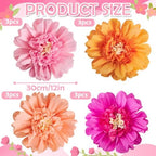 SUNBEAUTY 12PCS Large Paper Flowers 12 Inch Pink Orange Tissue Paper Flowers Pink Orange Giant Crepe Paper Flowers for Girl Women Birthday Wedding Flower Backdrop Wall Spring Garden Party Supplies - Image 3