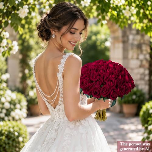 100 PCS Burgundy Roses Artificial Flowers, Fake Roses with Stem Realistic Silk Roses for DIY Wedding Bouquets Table Centerpieces Arrangement Baby Shower Birthday Home Decor Valentines Day Gift for Her - Image 2