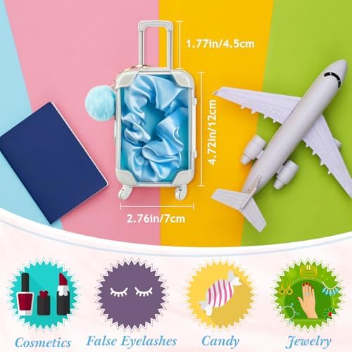 LemonRoad 60 Pcs Mini Empty Suitcase Box with Plush Keychain, Blue - Image 2