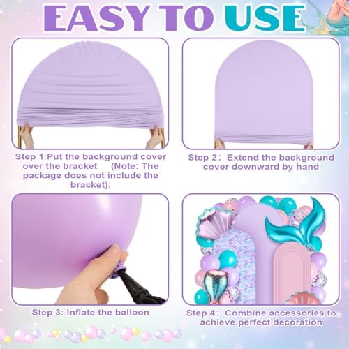 Foilswirl 34 Pcs Mermaid Decor Set 4ft 5ft 6ft Mermaid Arch Backdrop Cover - Image 6