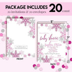 Snowflake Winter Theme for Girls Baby Shower 20 Custom Invitations 5"x7" Personalized Fill-In Cards with Envelopes, Baby Shower Stationery Set, Made in USA by Amanda Creation - Image 4