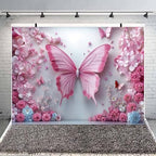 10X6.5ft Pink Butterfly Flower Backdrop for Photography Floral Wonderland Photo Background Baby Shower Birthday Bridal Shower Party Decors Newborn Girls Princess Portrait Photobooth Props - Image 3