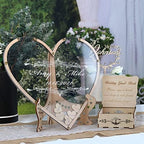 Wedding Guest Book Alternative with Box and Small Hearts,Personalized Heart Drop Guest Sign for Rustic Wedding Decorations,Anniversary(style11, Heart) - Image 4