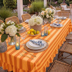 Tudomro Striped Tablecloth, Rectangle, Tangerine,Ochre, 84'' X 60'' - Image 6