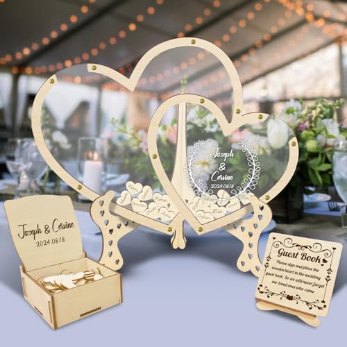 Customize Wedding Guest Book Alternative, Guest Book Frame with Hearts for Wedding Reception, Wedding Sign Frame, Baby Shower Guest Book, Unique Wedding Decorations by AngryEggBoy
