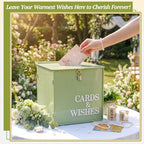 AerWo Sage Green Wedding Card Box, Acrylic Gift Card Box for Wedding Decor - Image 4