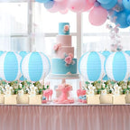 Rossesay 12 Sets Hot Air Balloon Decorations DIY Paper Lanterns Baby Shower Table Centerpieces Wooden Basket with Sticks for Gender Reveal, First Birthday Party, Wedding, Graduation(Blue) - Image 4