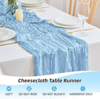 16 Pack Baby Blue Cheesecloth Table Runner 21.5 x 120 Inches Boho Gauze Table Runners 10FT Long Cheese Cloth Table Runner for Bridal Shower Baby Shower Birthday Party Wedding Decor - Image 6