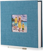 HoneyTolly Large Photo Album Self Adhesive, DIY Scrapbook Album for 4x6 8x10 10x12 Pictures, 60 Pages Linen Cover Memory Book, Ideal Gift for Family Wedding Baby Christmas Anniversary(Sky Blue) by HoneyTolly