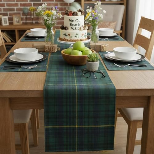 6 Pcs 72 x 13'' Christmas Table Runner, Green and Blue - Image 4