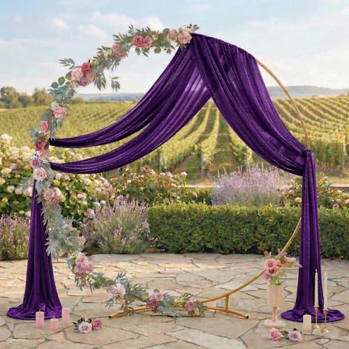 Pack of 2 Wedding Arch Drape Panel Fabric 30" x 50ft - Cadbury Purple - Image 3