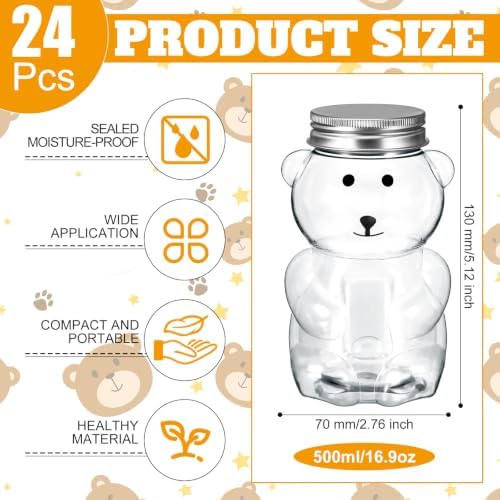 Mumufy 24 Pcs Bear Shaped Plastic Jars Empty Containers for Candy, 12 oz - Image 2