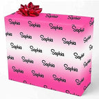 MyPupSocks Personalized Logo Wrapping Paper, Gradient Deep Pink And White Custom Gift Wrapping Paper with Name Text for Teens Women Men Mom Dad Birthday Wedding Happy New Year 58x23 5 Rolls by MyPupSocks